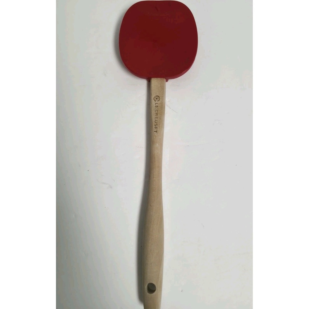 Le Creuset Silicone Apple Spatula Spoon Cherry Red Wood Handle Kitchen Utensil